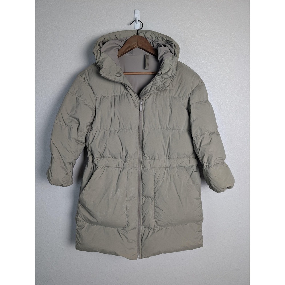 Lululemon Coat Womens S Gray Puffer‎ Hooded Insulated Quilted Mid-Length FLAW